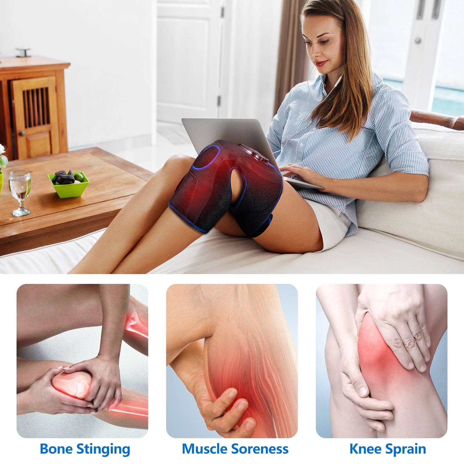 JMMO Knee Massager With Heat & Vibration,Heated Knee Brace For