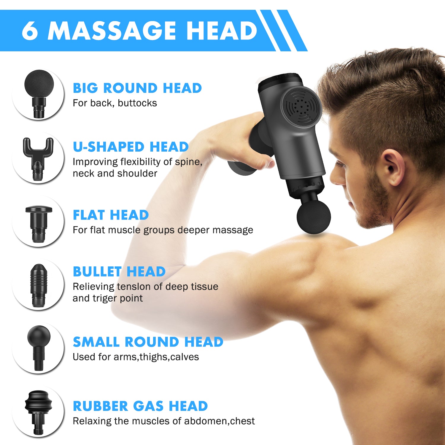details of 6 massage heads