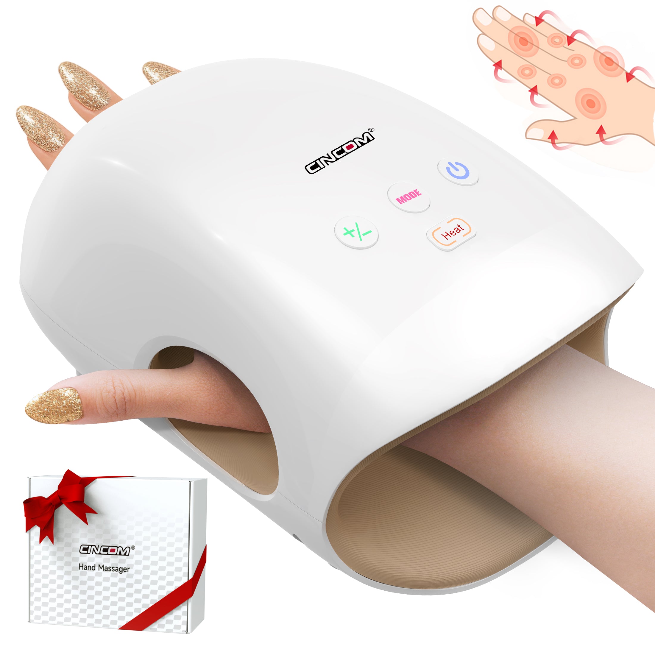 CINCOM Cordless Hand Massager with Heat 092H