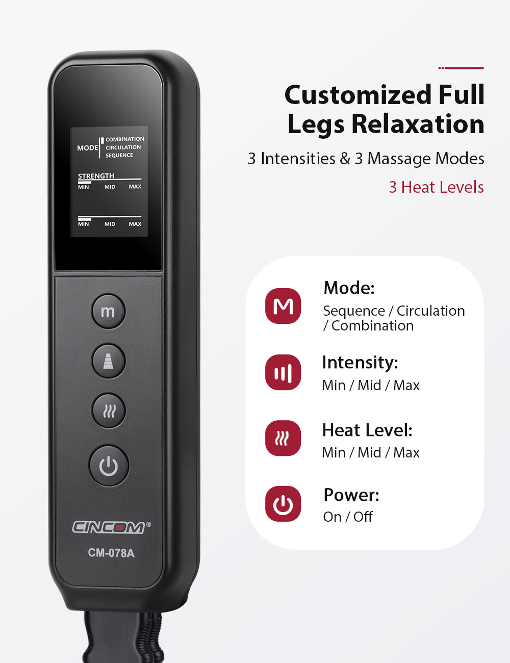 CINCOM Premium Foot and Leg Massager with Heat 102A
