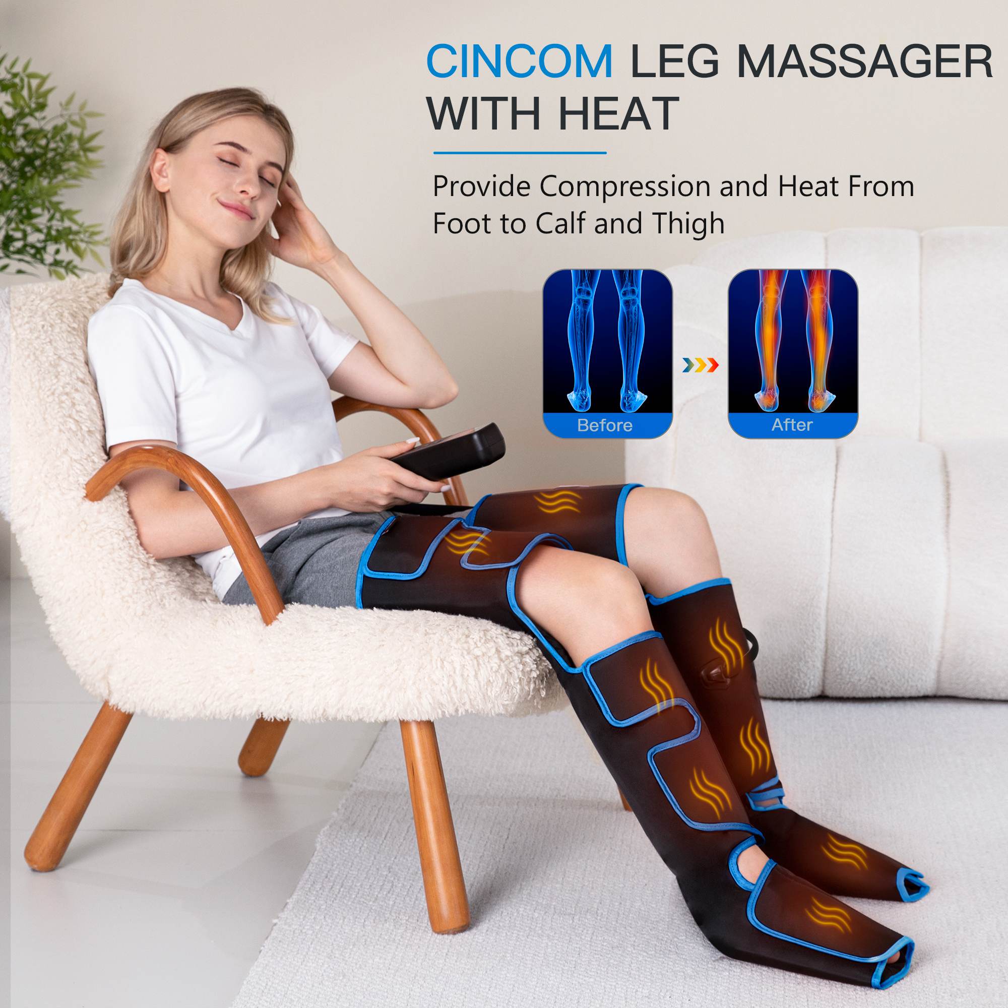 CINCOM Compression Leg Massager with Heat 080A